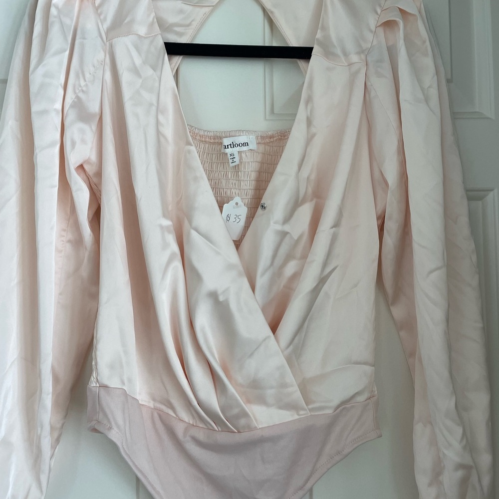 Women's Pink Satin Bodysuit